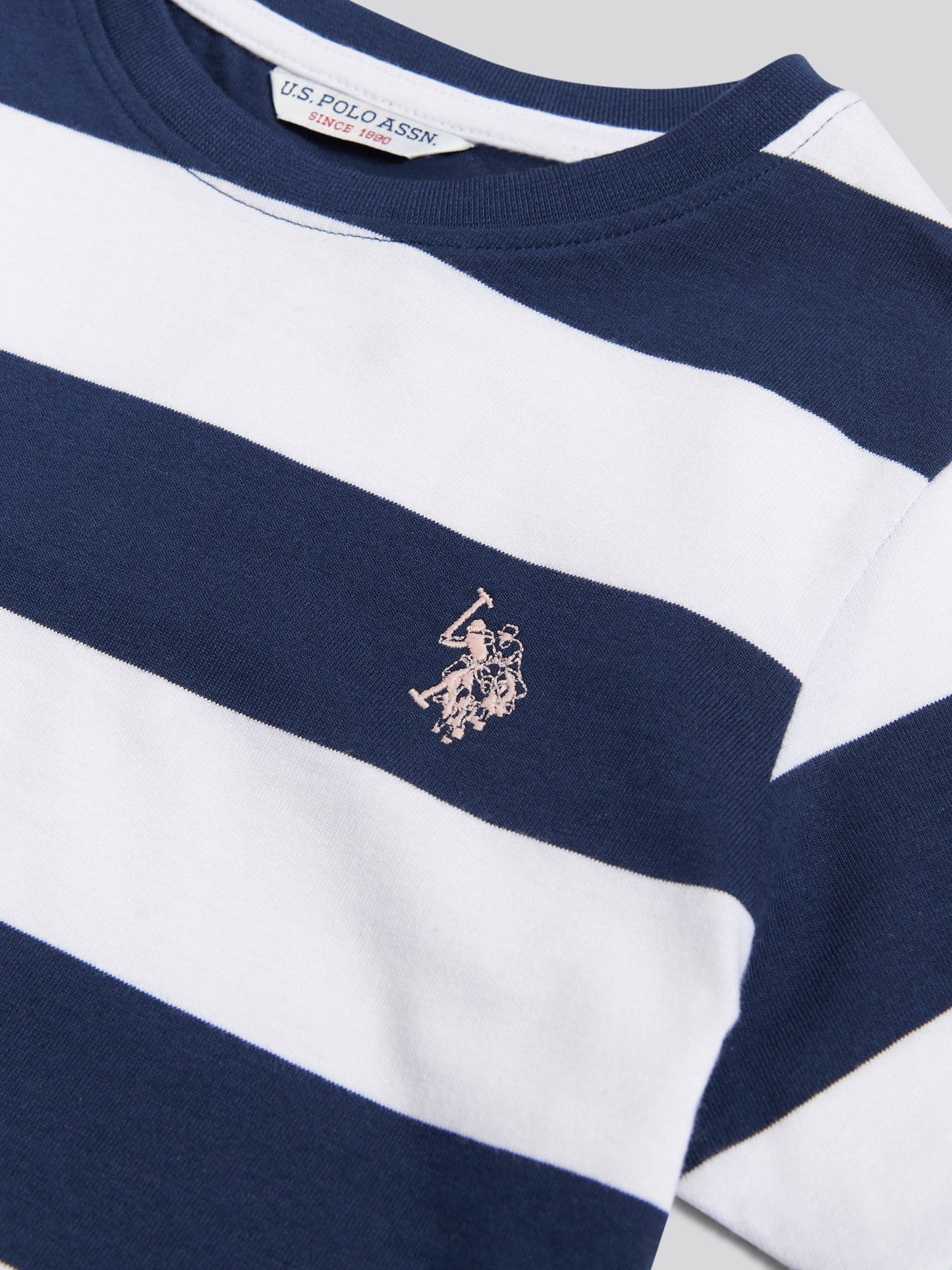 Girls Stripe Logo T-Shirt Navy Iris