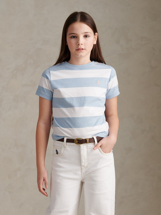 Girls Stripe Logo T-Shirt Open Air