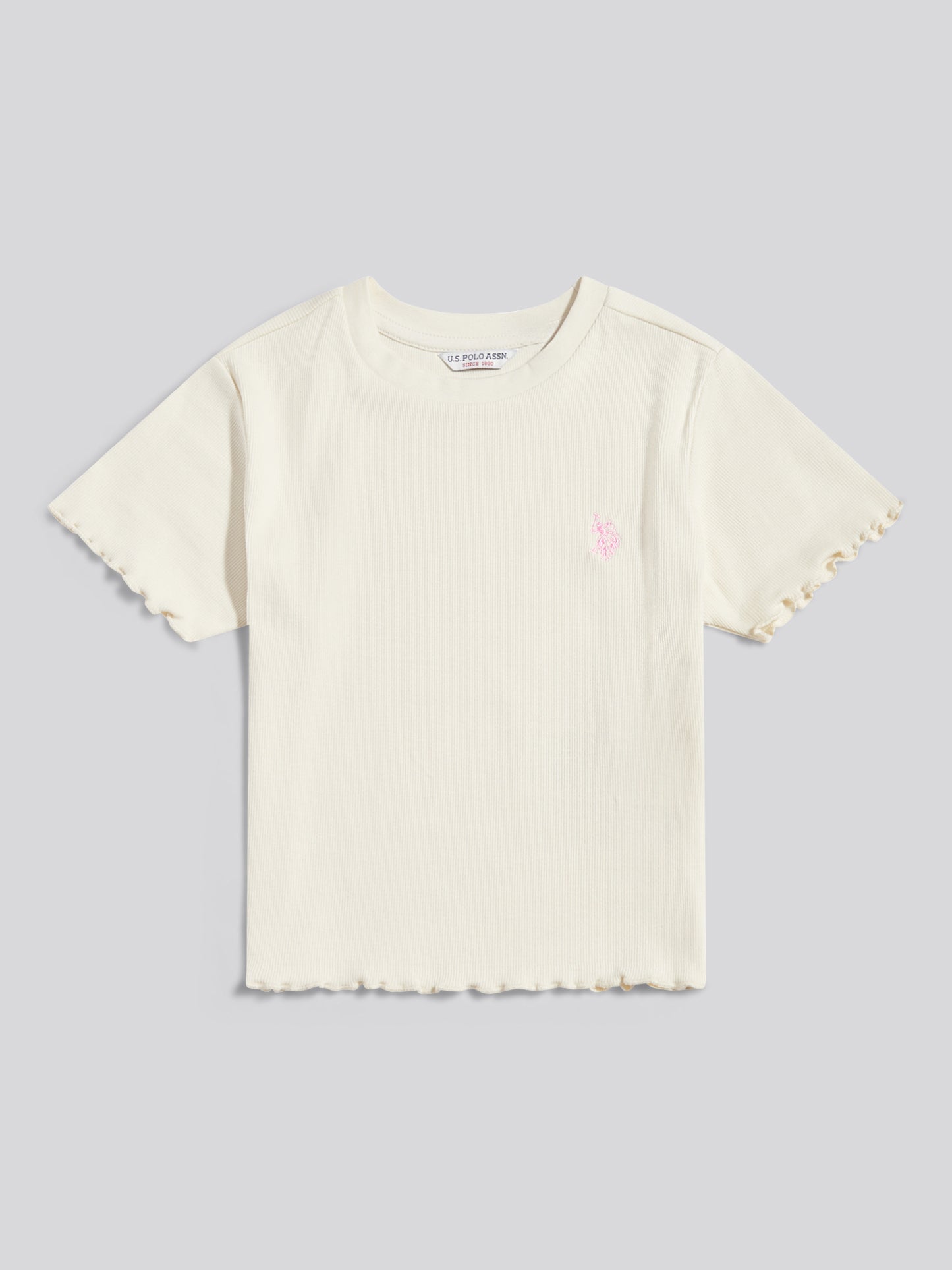 Girls Lettuce Hem Logo T-Shirt Marshmallow