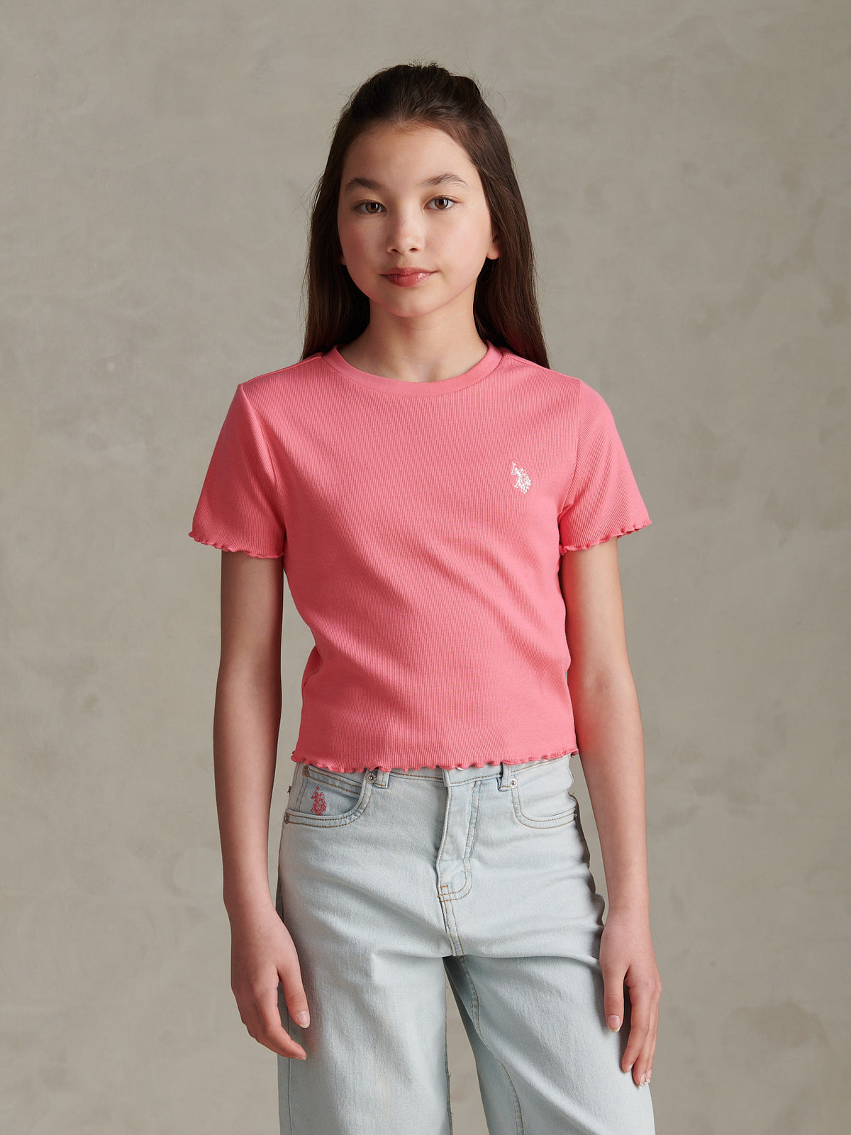 Girls Lettuce Hem Logo T-Shirt Bubblegum