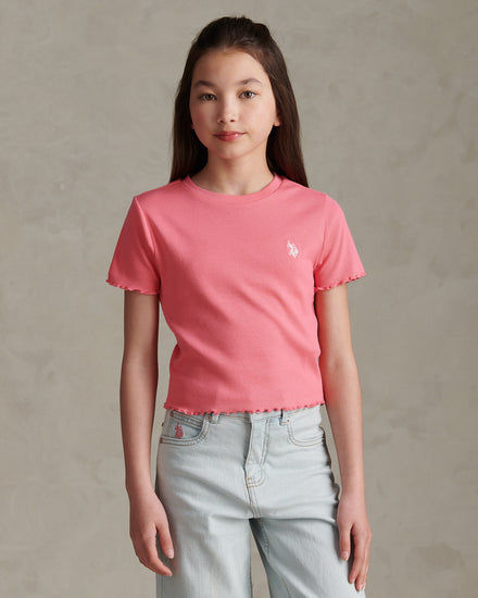 Girls Lettuce Hem Logo T-Shirt Bubblegum