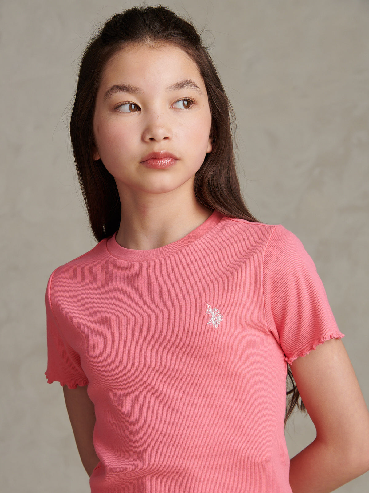 Girls Lettuce Hem Logo T-Shirt Bubblegum
