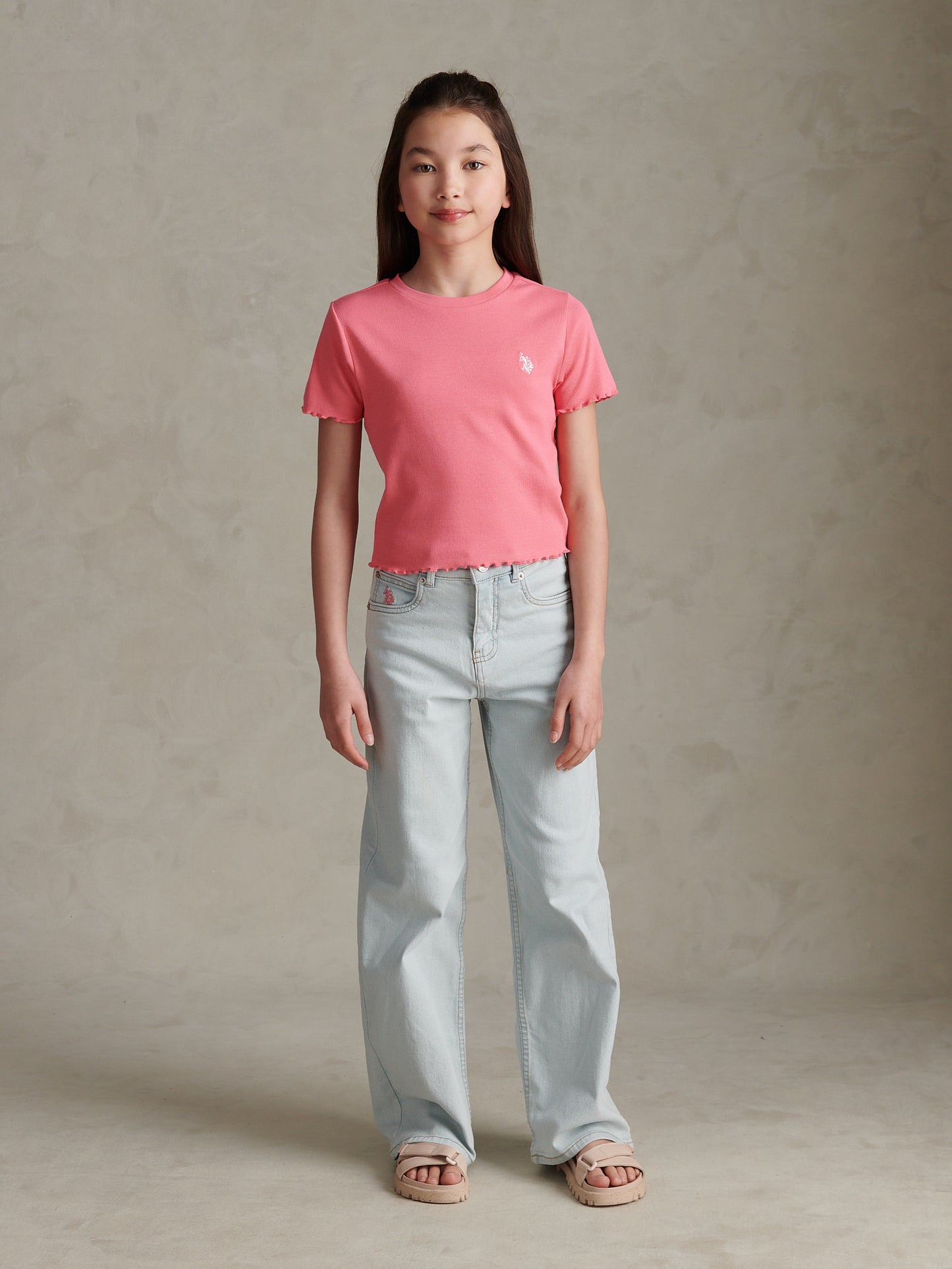 Girls Lettuce Hem Logo T-Shirt Bubblegum