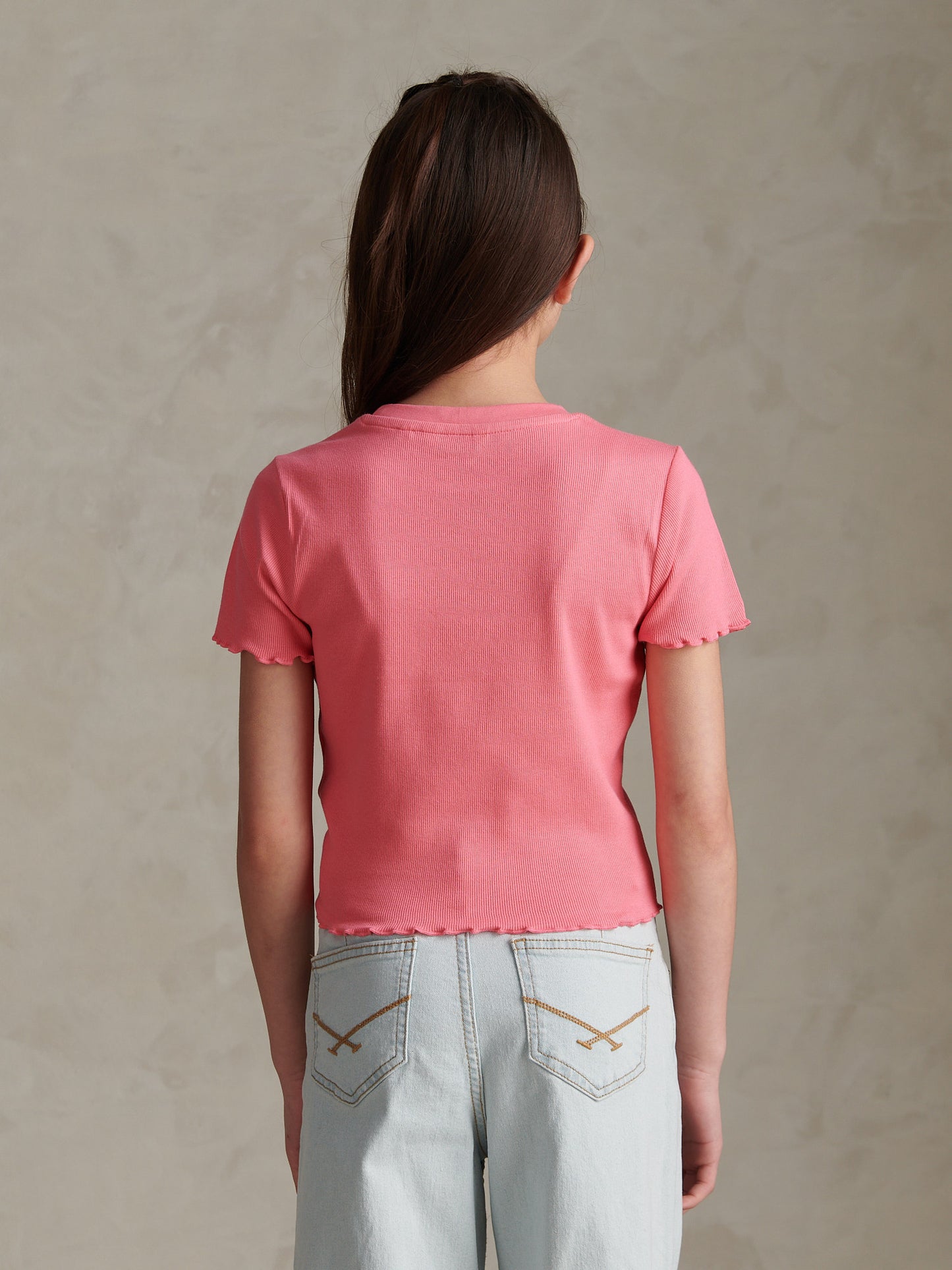 Girls Lettuce Hem Logo T-Shirt Bubblegum