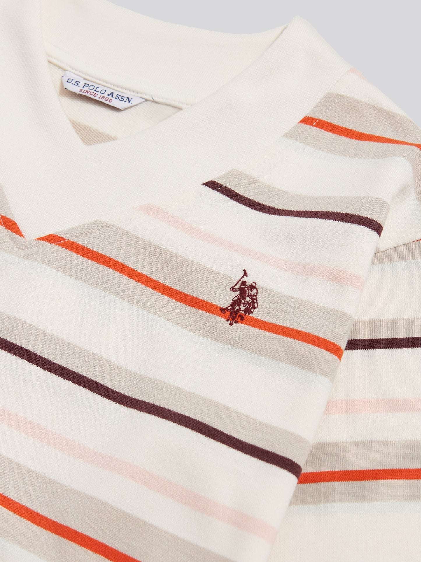 Girls Stripe Logo V-Neck Sweatshirt Pumice Stone