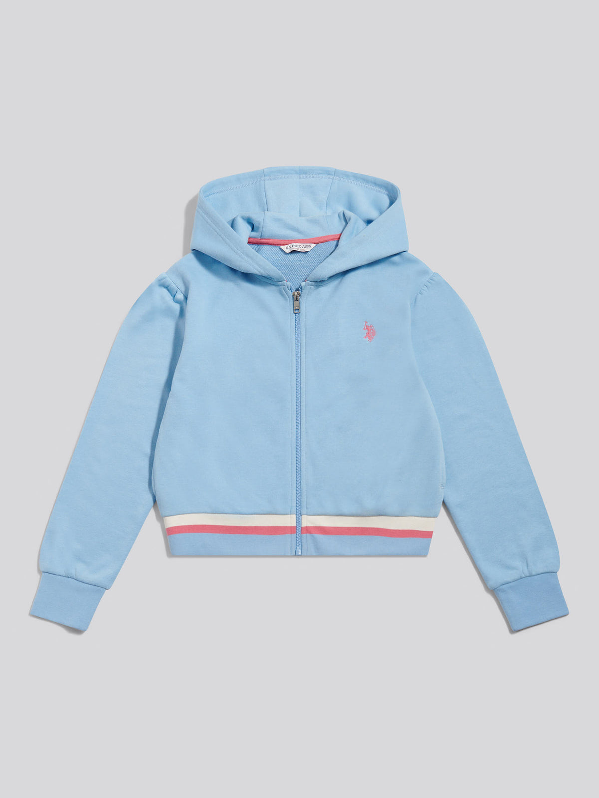 Girls Rainbow Stripe Double Horsemen Zip Through Hoodie Open Air