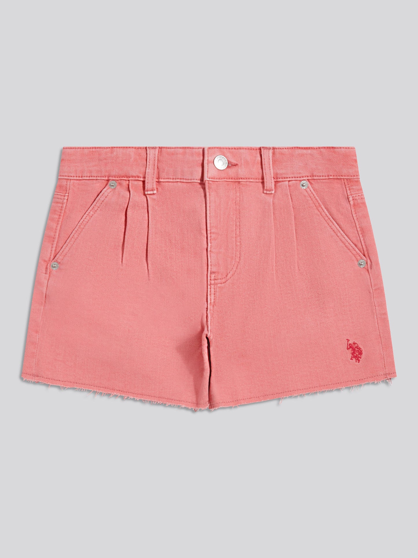Girls Pleat Detail Denim Shorts Bubblegum