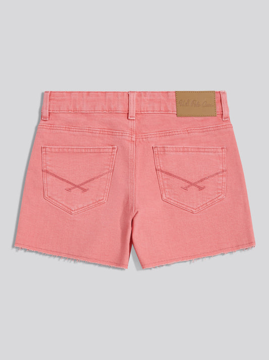 Girls Pleat Detail Denim Shorts Bubblegum