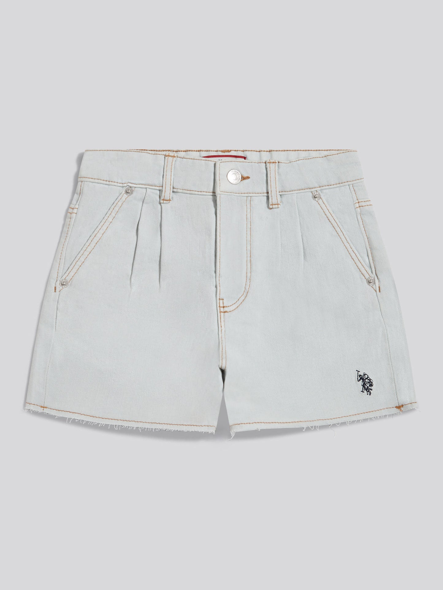 Girls Pleat Detail Denim Shorts Ice White