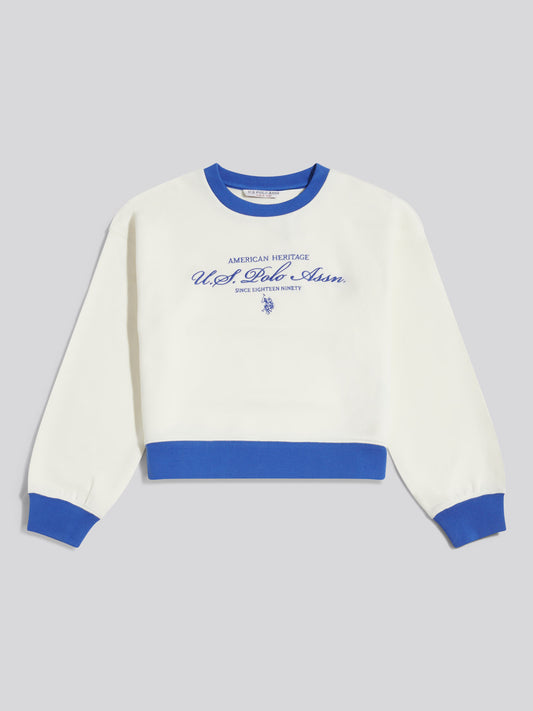 Girls Script Logo Crew Sweatshirt Marshmallow