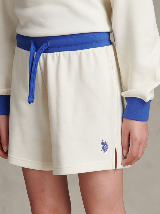 Girls Colour Block Sweat Shorts Marshmallow