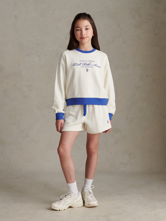 Girls Colour Block Sweat Shorts Marshmallow