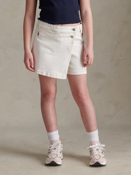 Girls Twill Skort Bright White