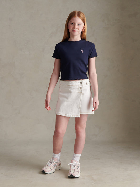 Girls Twill Skort Bright White