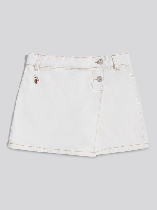 Girls Twill Skort Bright White