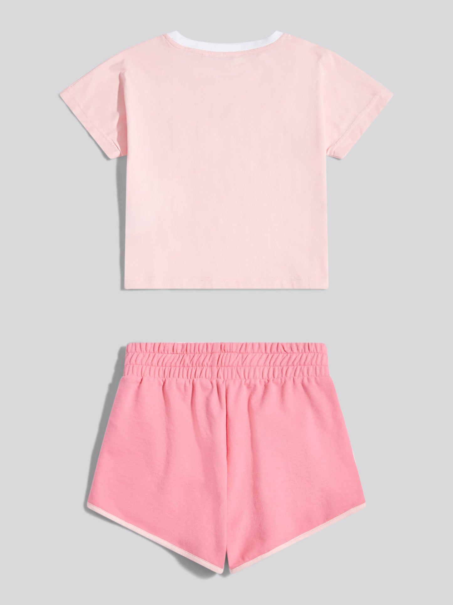 Girls Script Graphic T-Shirt & Sweat Short Set Bubblegum