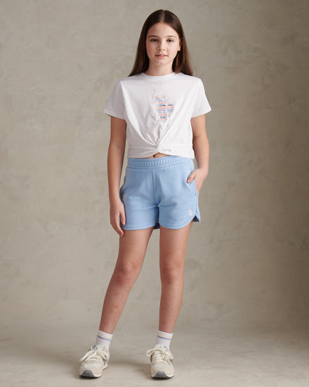 Girls Twist Front Graphic T-Shirt & Shorts Set Open Air