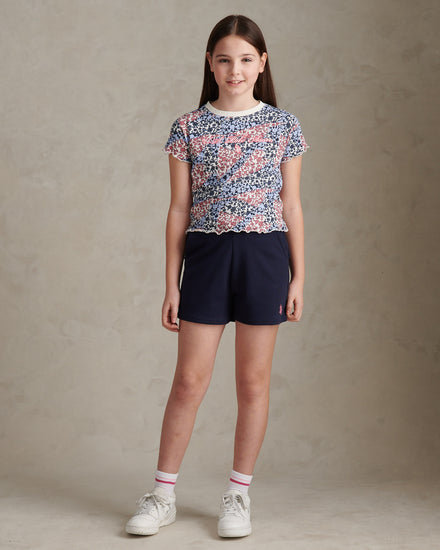 Girls Patchwork Tee & Short Set Navy Iris