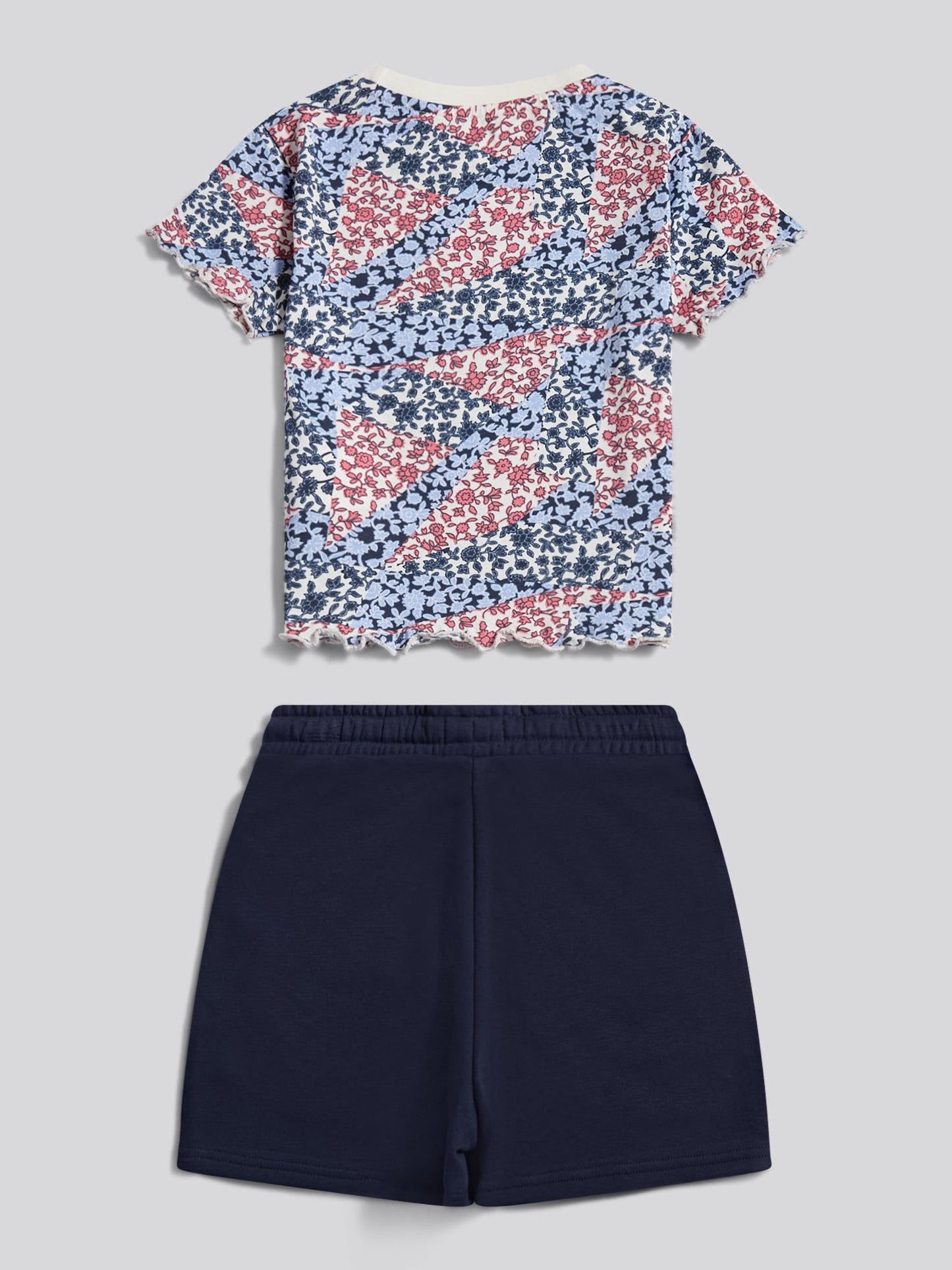 Girls Patchwork Tee & Short Set Navy Iris