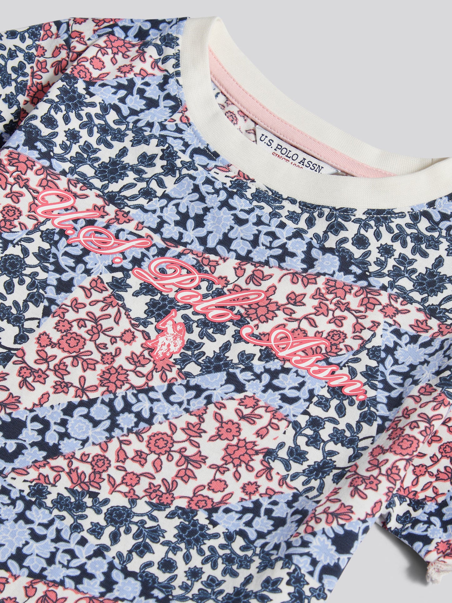 Girls Patchwork Tee & Short Set Navy Iris