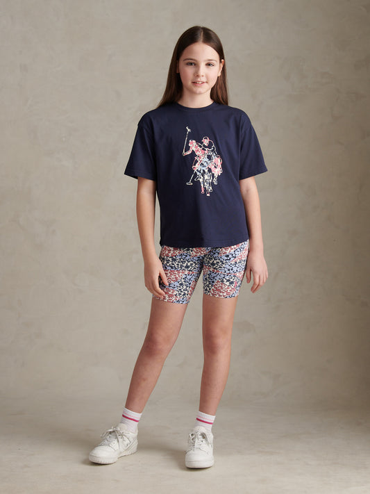 Girls Drop Hem T-Shirt & Cycling Short Set Bubblegum