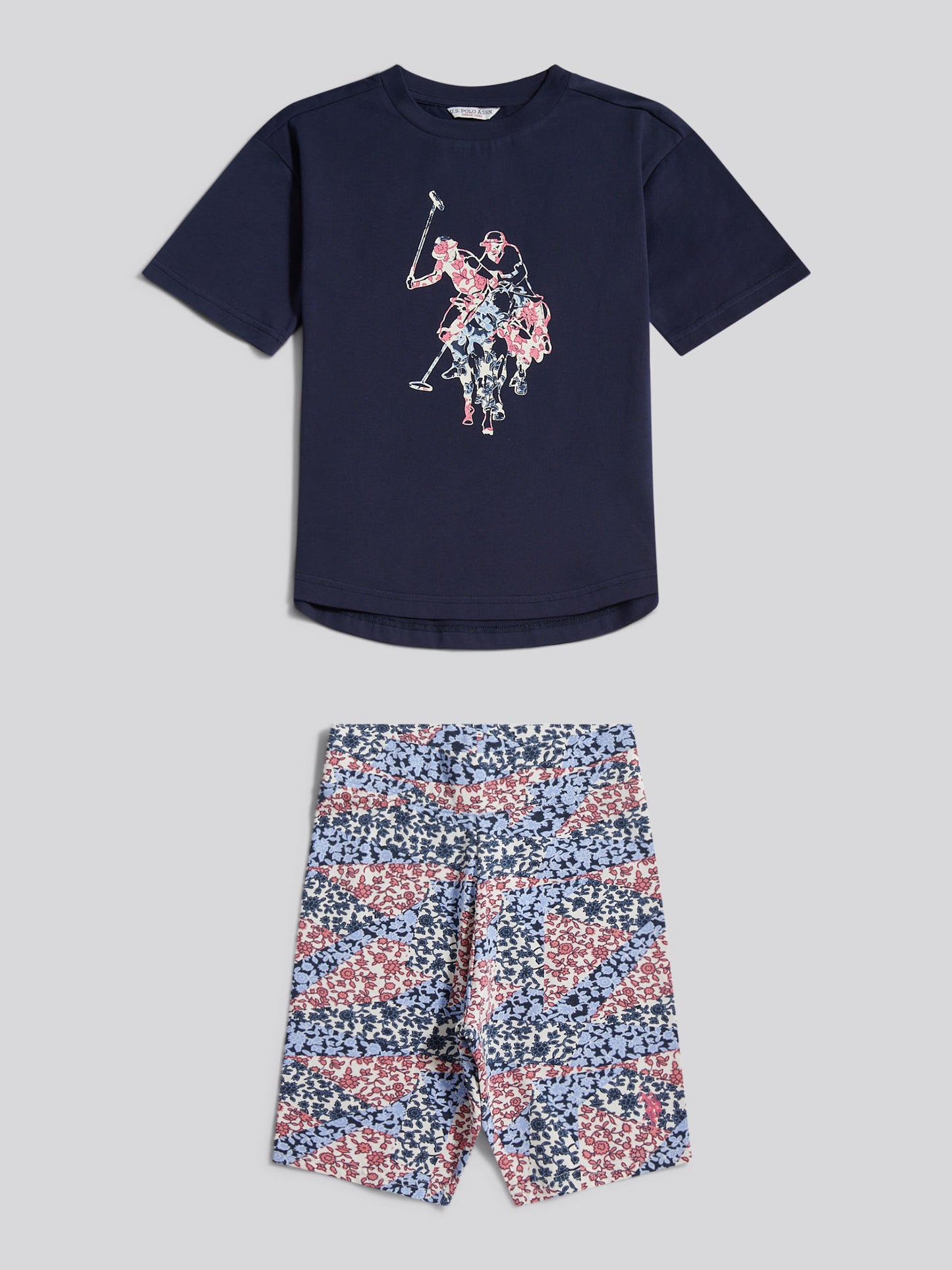 Girls Drop Hem T-Shirt & Cycling Short Set Bubblegum