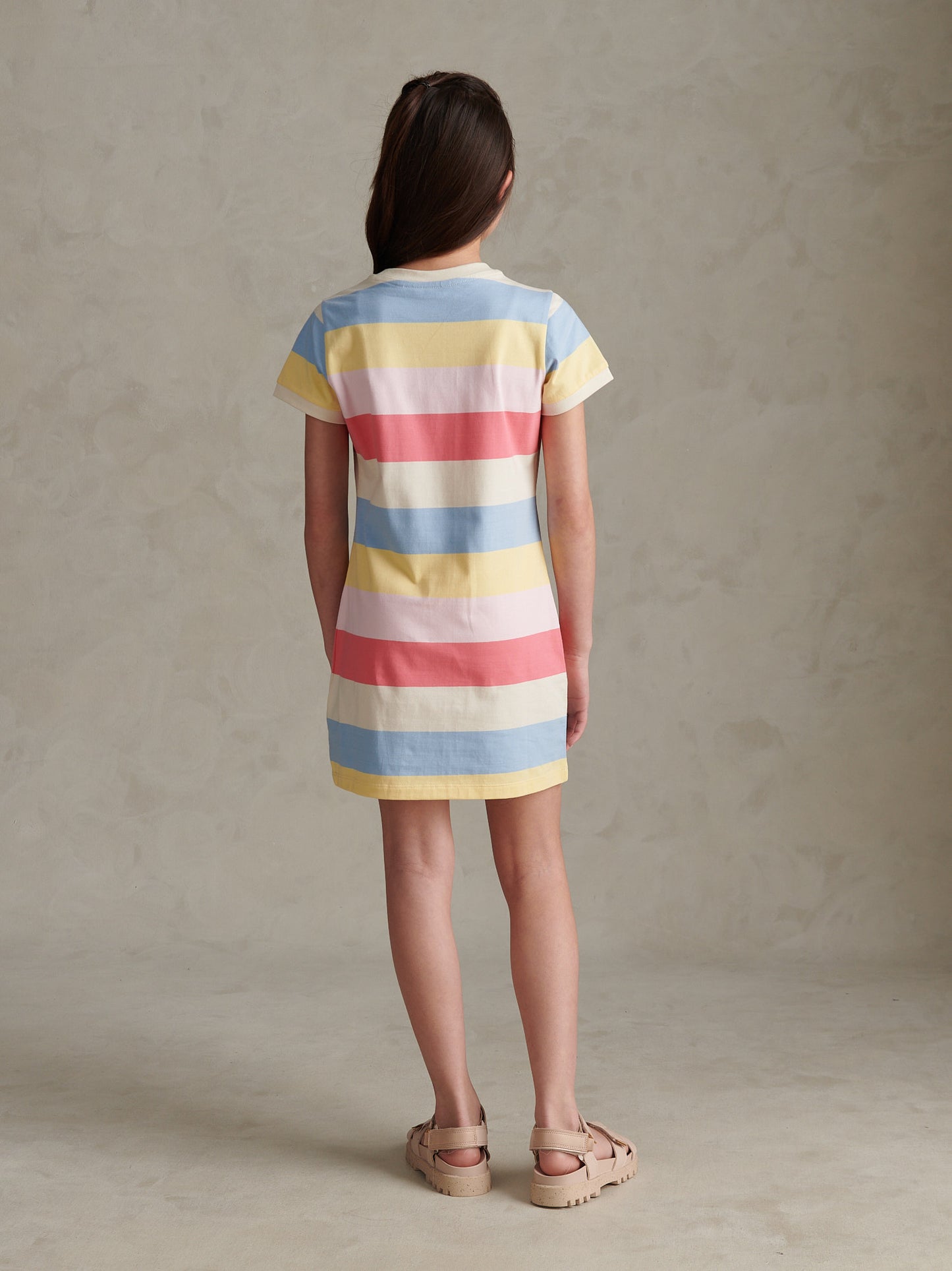 Girls Multistripe T-Shirt Dress Bubblegum