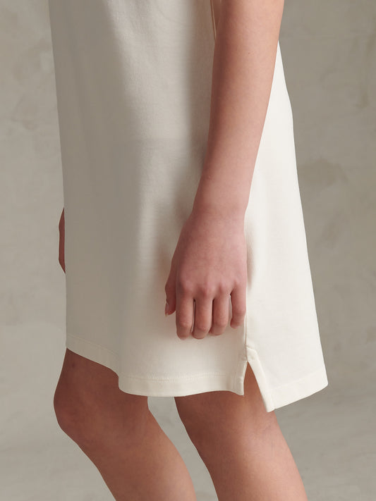 Girls Cap Sleeve Polo Dress Marshmallow