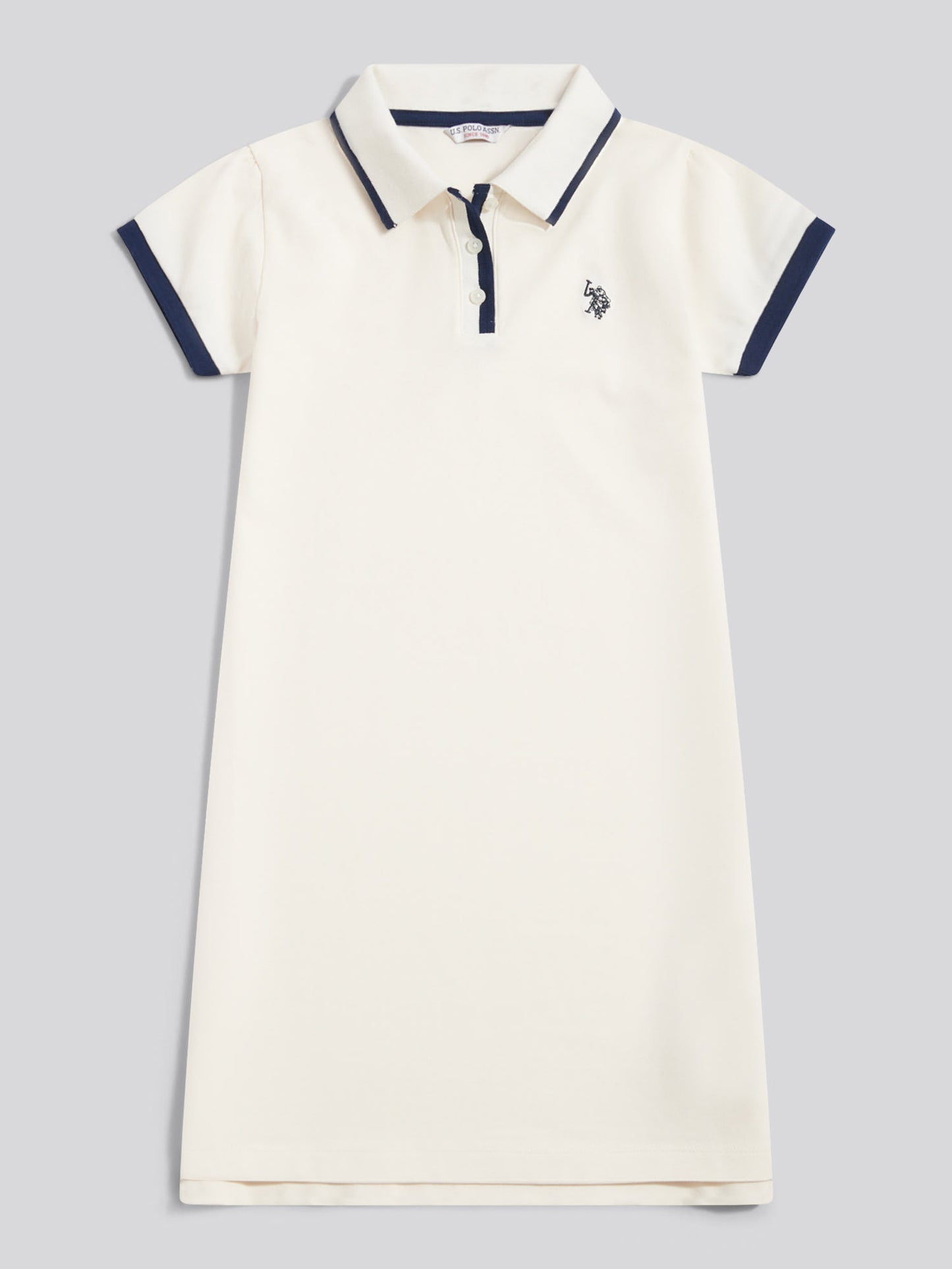 Girls Cap Sleeve Polo Dress Marshmallow