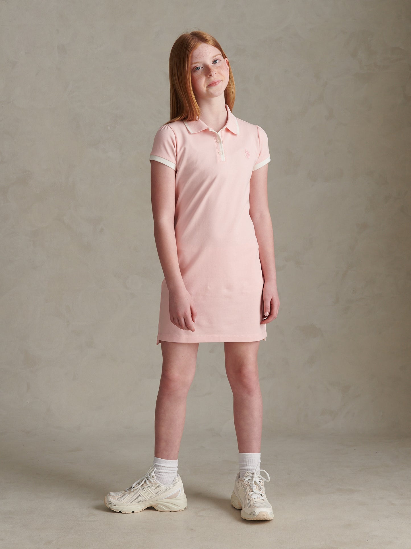 Girls Cap Sleeve Polo Dress Crystal Rose