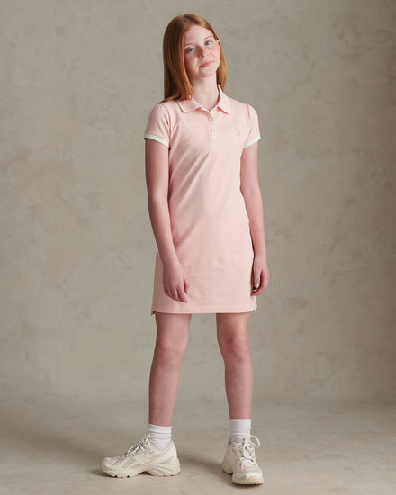 Girls Cap Sleeve Polo Dress Crystal Rose