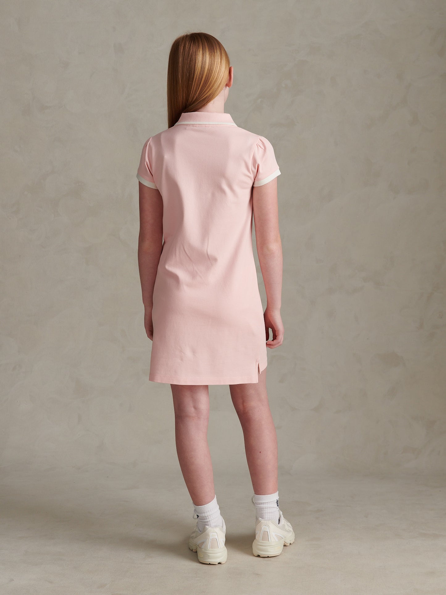 Girls Cap Sleeve Polo Dress Crystal Rose