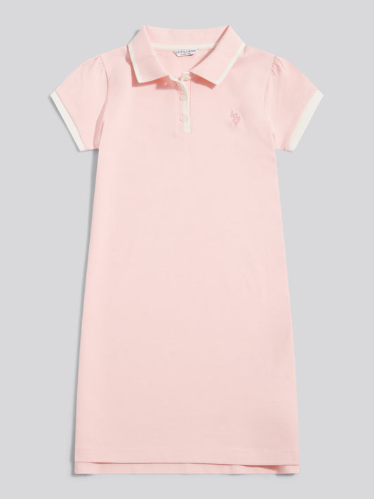 Girls Cap Sleeve Polo Dress Crystal Rose