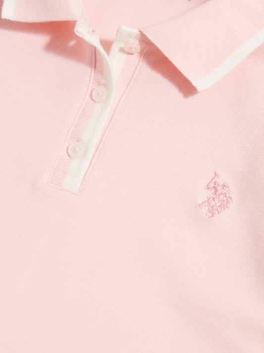 Girls Cap Sleeve Polo Dress Crystal Rose