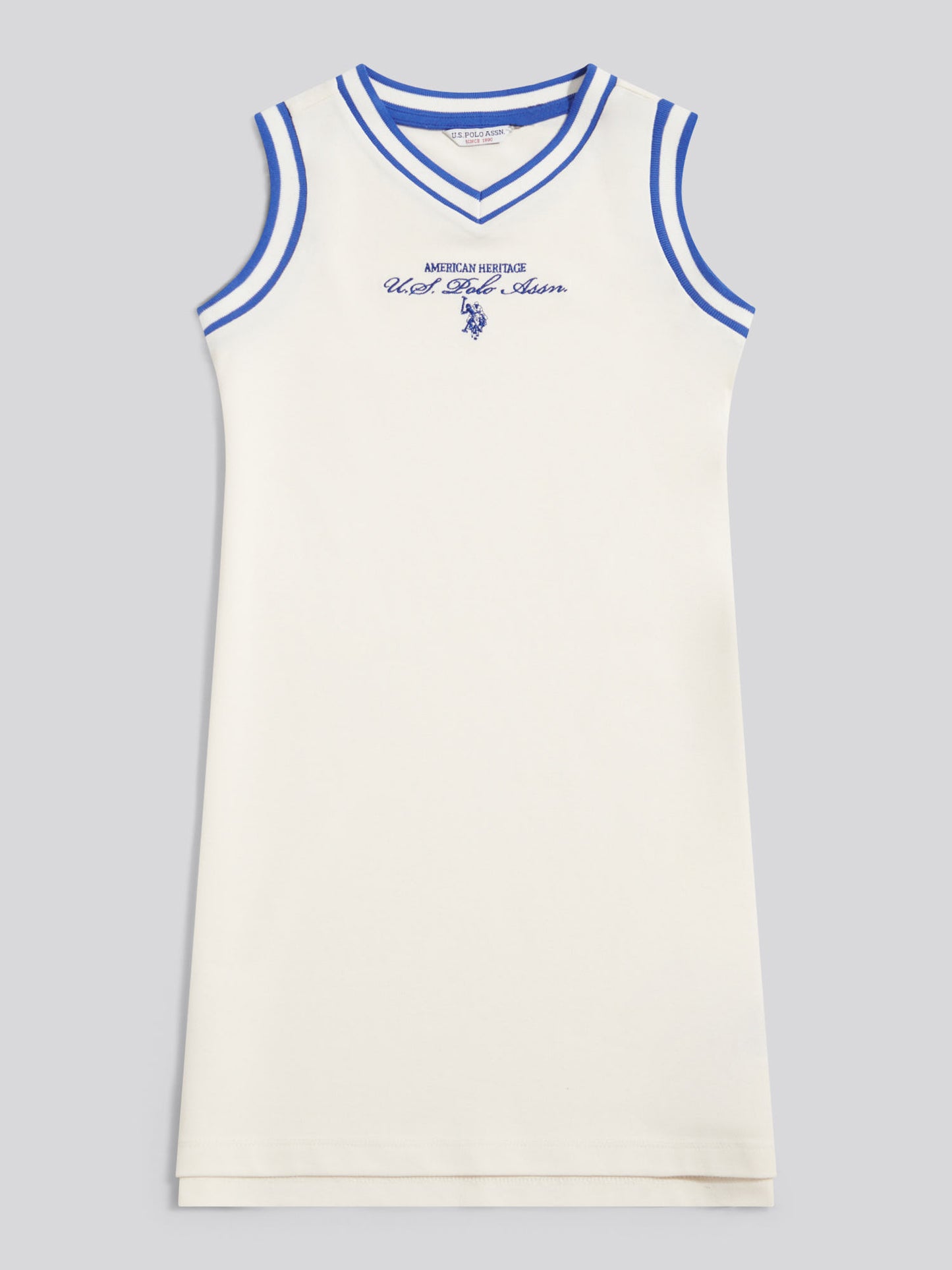 Girls Script V-Neck Polo Dress Marshmallow