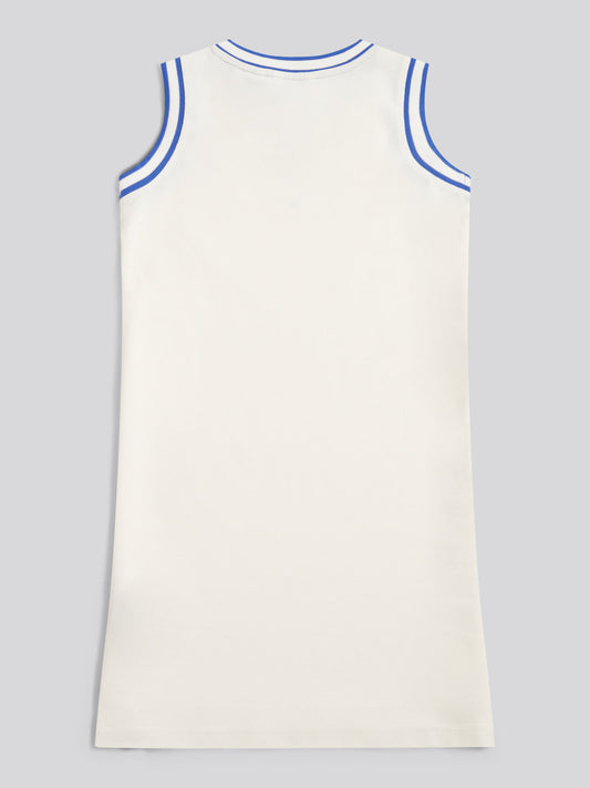 Girls Script V-Neck Polo Dress Marshmallow