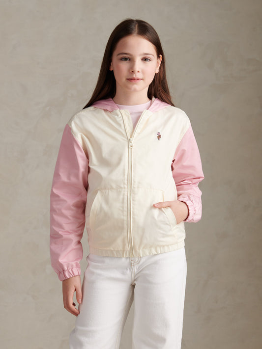 Girls Colourblock Hooded Windbreaker Marshmallow