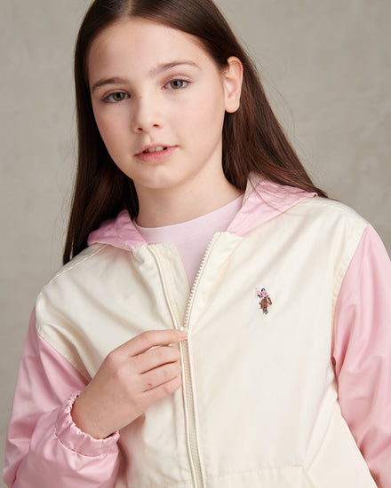 Girls Colourblock Hooded Windbreaker Marshmallow
