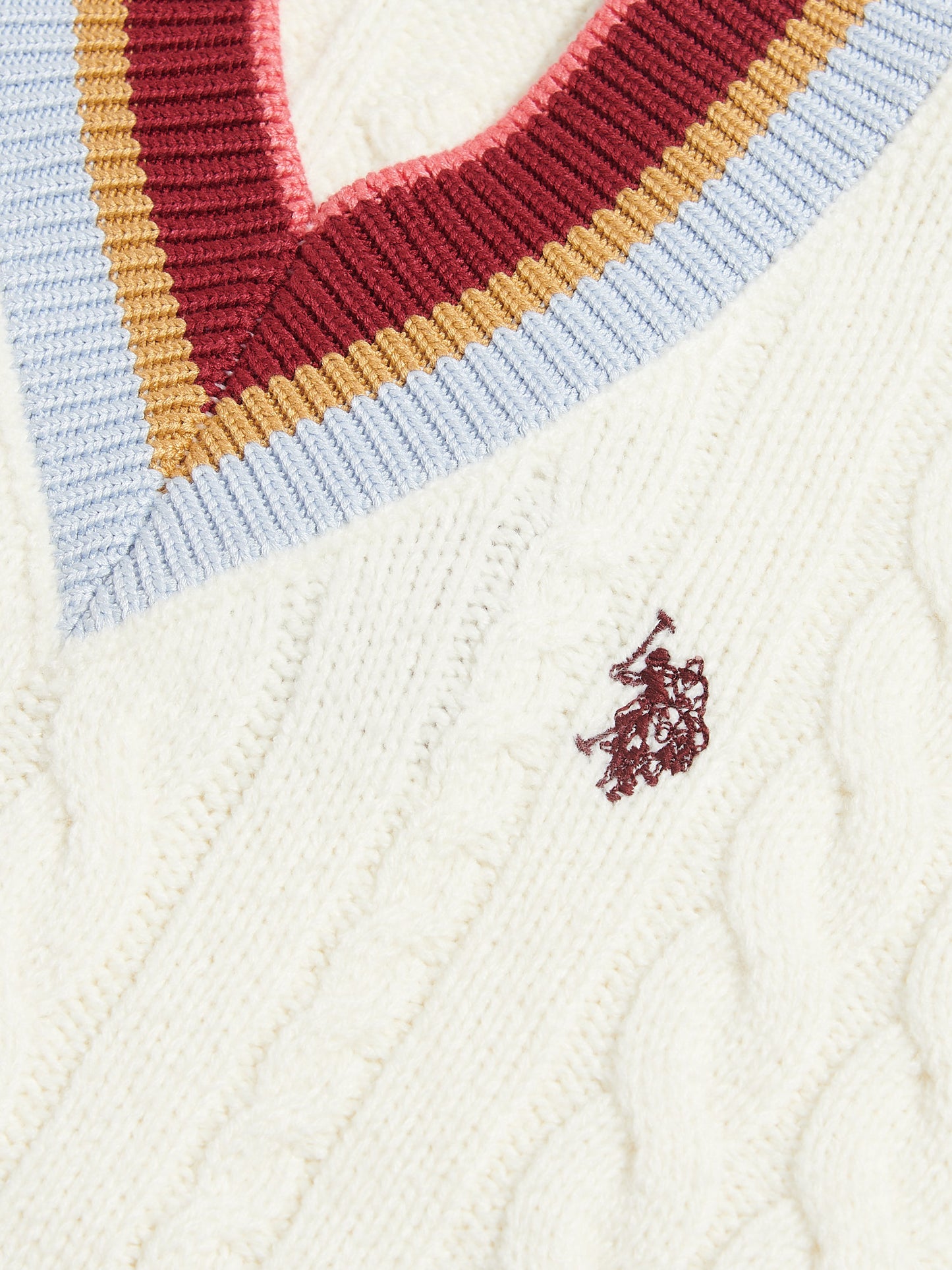 Girls Stripe Cable Knit Cricket Jumper Marshmallow