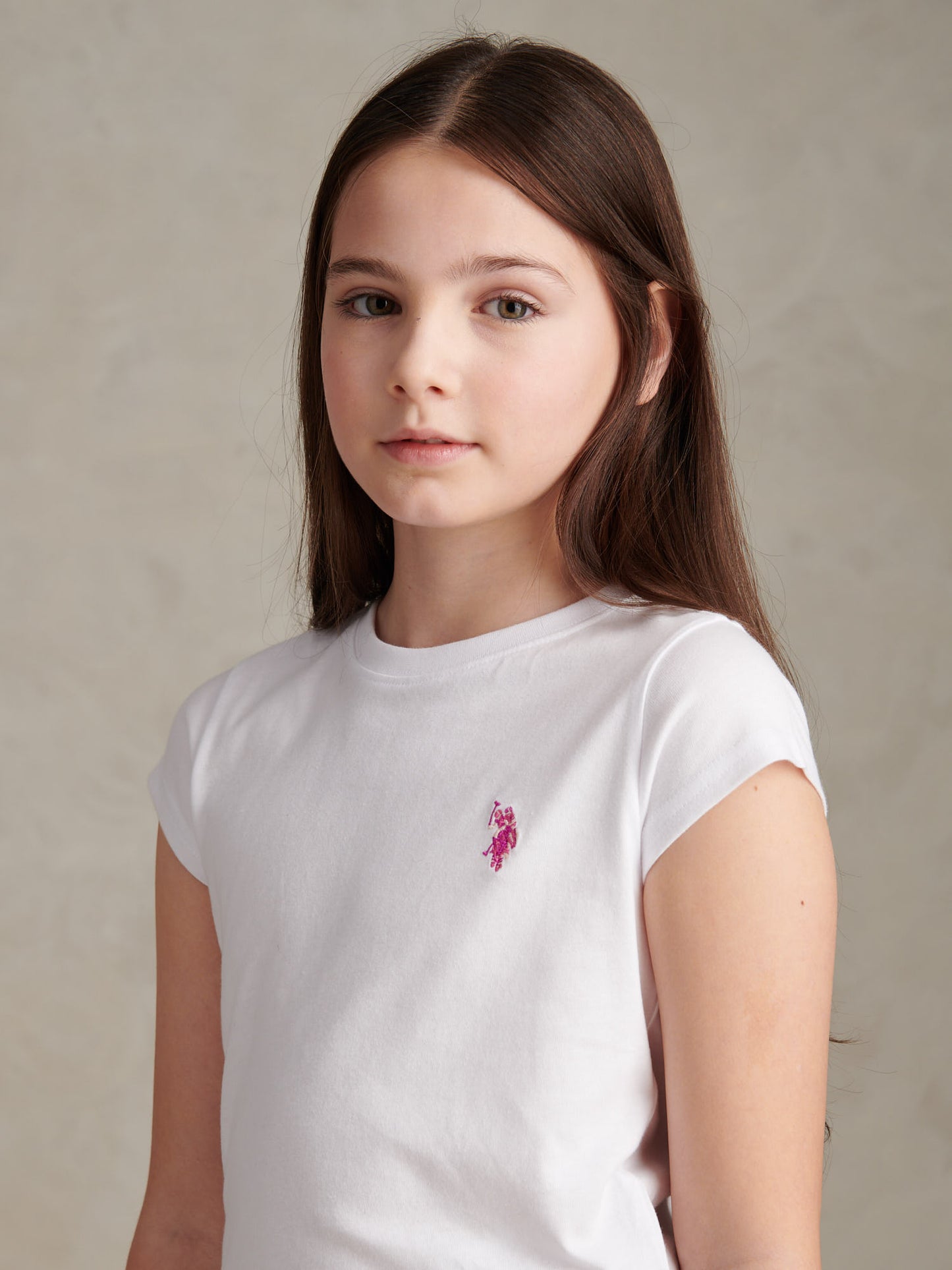 Girls Double Horsemen Cap Sleeve T-Shirt Bright White