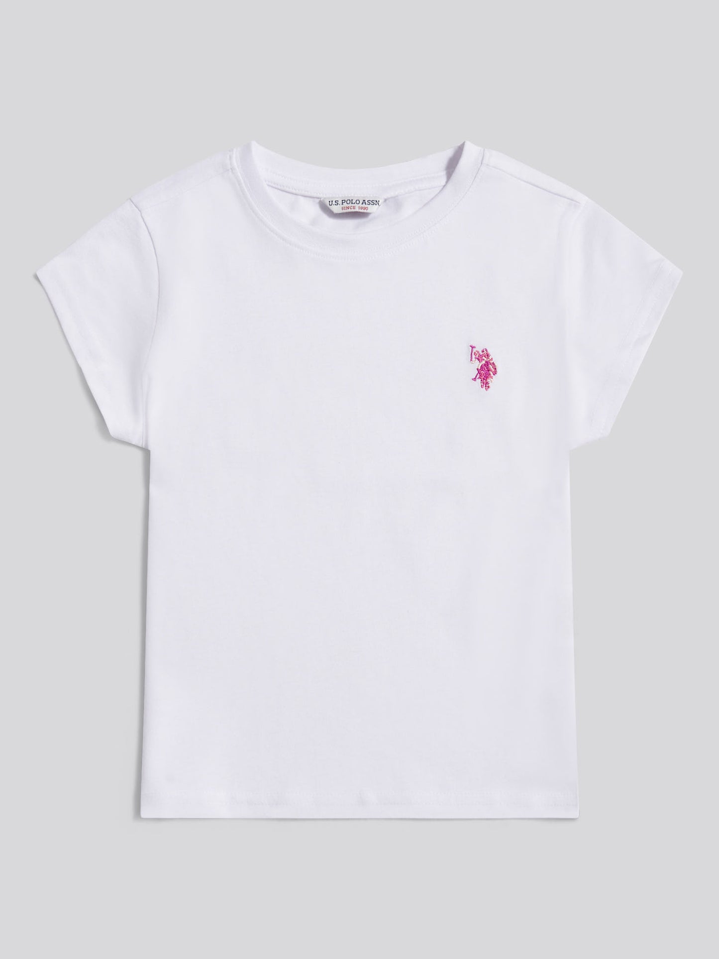 Girls Double Horsemen Cap Sleeve T-Shirt Bright White