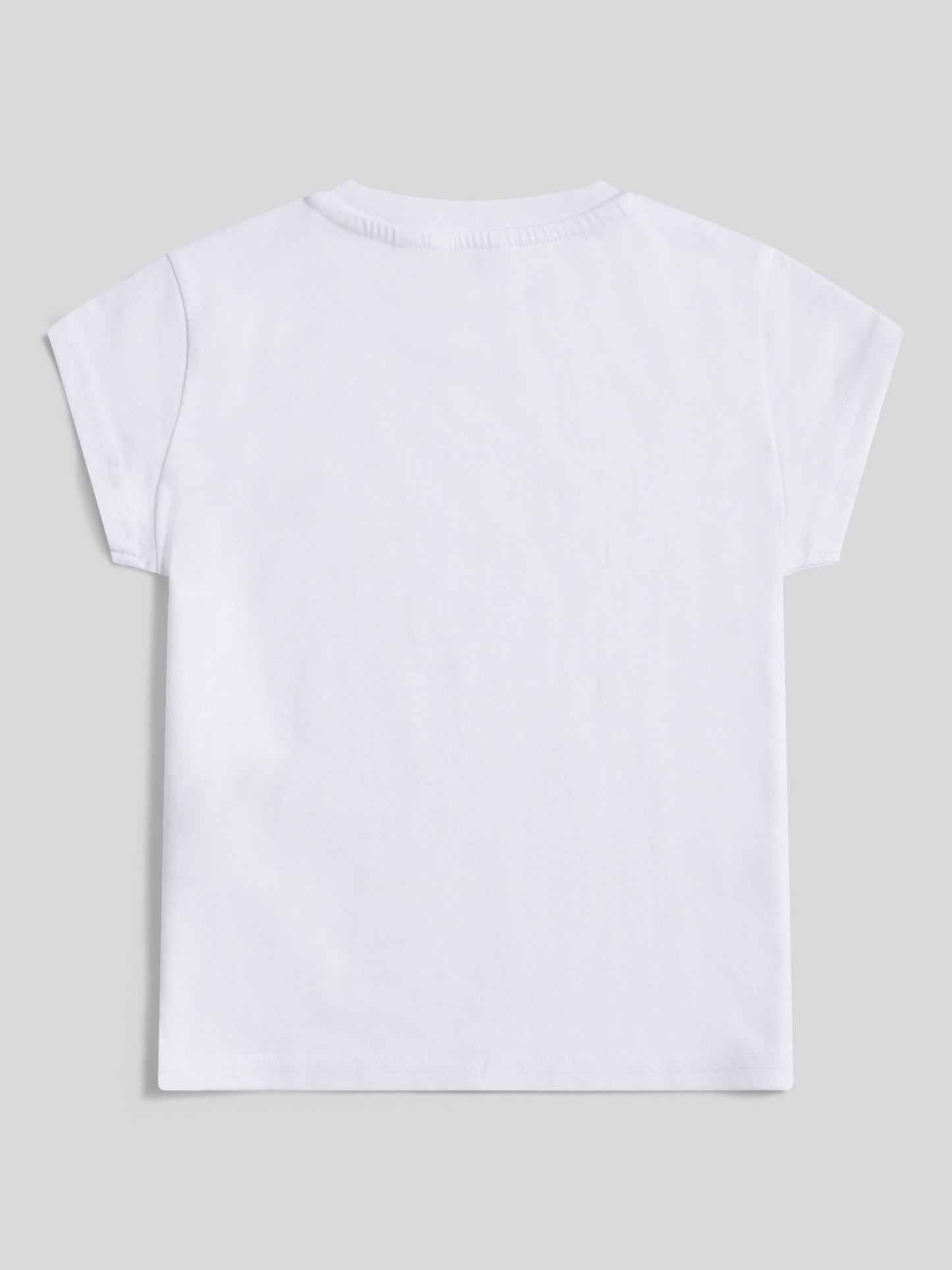 Girls Double Horsemen Cap Sleeve T-Shirt Bright White