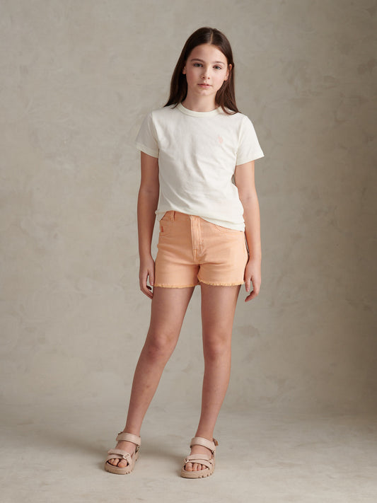 Girls Cotton Double Horsemen T-Shirt Marshmallow