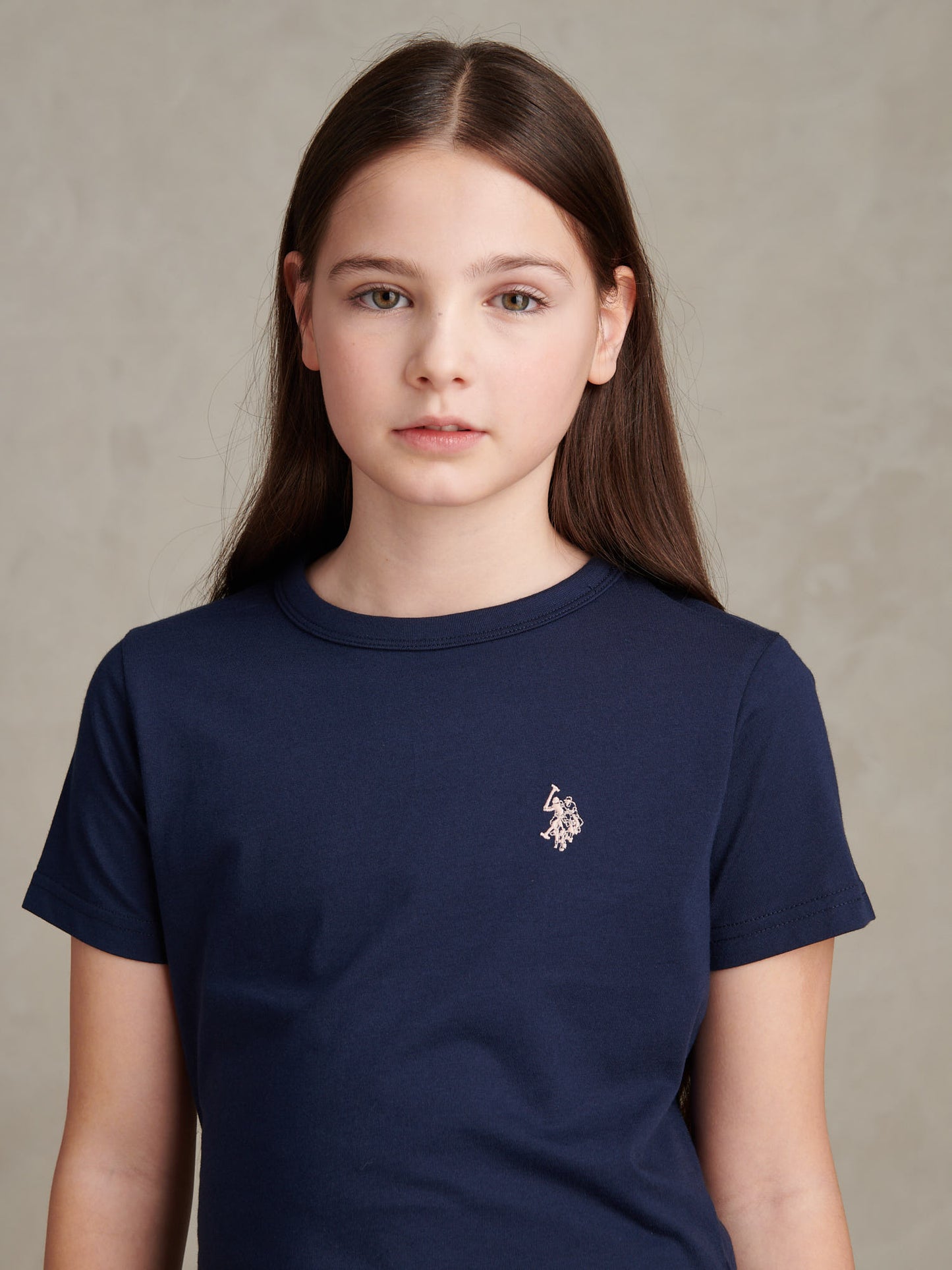 Girls Cotton Double Horsemen T-Shirt Navy Iris