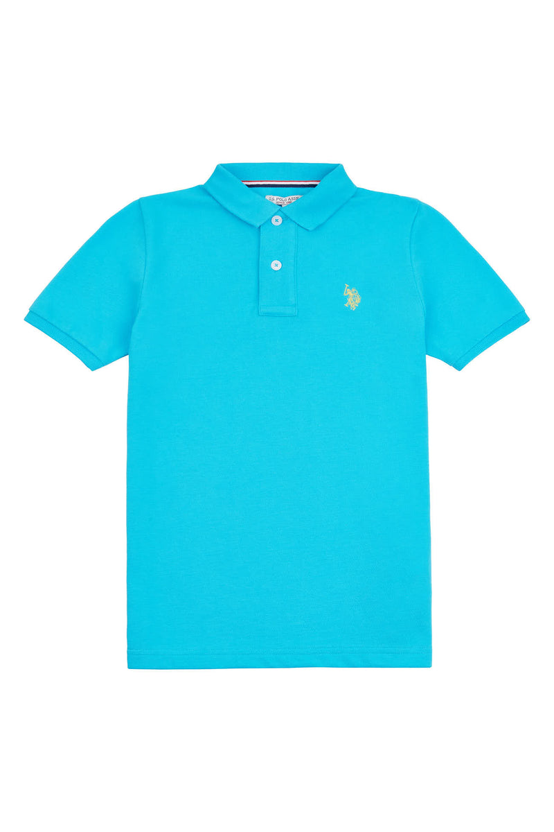 Boys Pique Polo Shirt in Blue Atoll