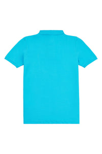 Boys Pique Polo Shirt in Blue Atoll