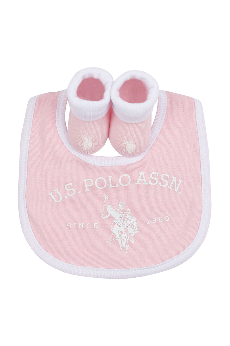 Baby Bib and Bootie set in Light Pink