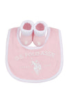 Baby Bib and Bootie set in Light Pink