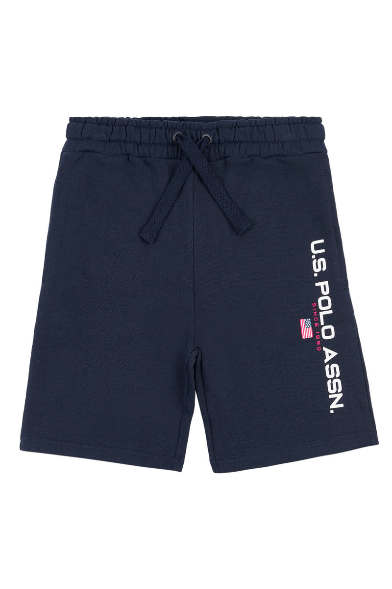 Boys Block Flag Graphic Shorts in Navy Blue
