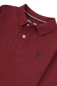 Boys Long Sleeve Pique Polo Shirt in Biking Red